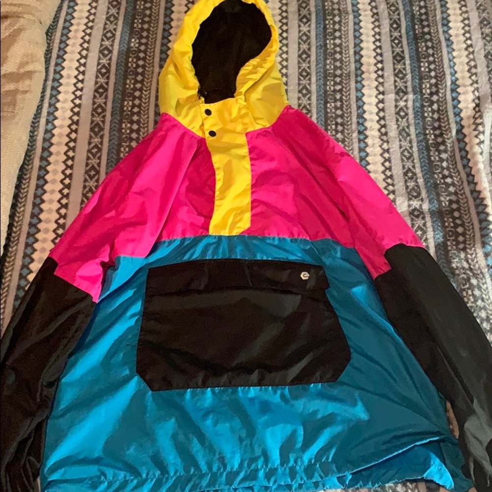 Multi colored fleece hoodie